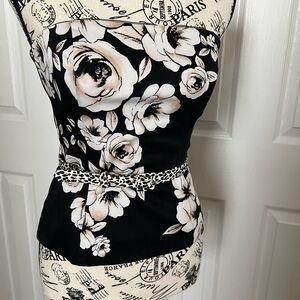 Floral Black and White Top